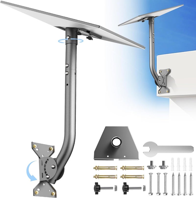 Aoosing Gen 3 Mount for Starlink, 360° Adjustable Wall & Roof Mounting Kit Compatible with Starlink V3 Standard Dish for Concrete or Wood Walls, Easy Installation, Include Aluminium Gen 3 Pipe Adapter - Image 1